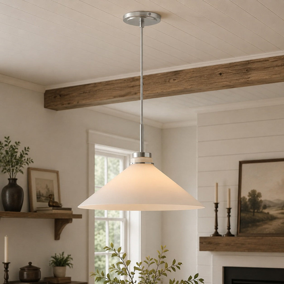 Modern Farmhouse  Cone Pendant Light – Dimmable Kitchen and Entryway Lighting