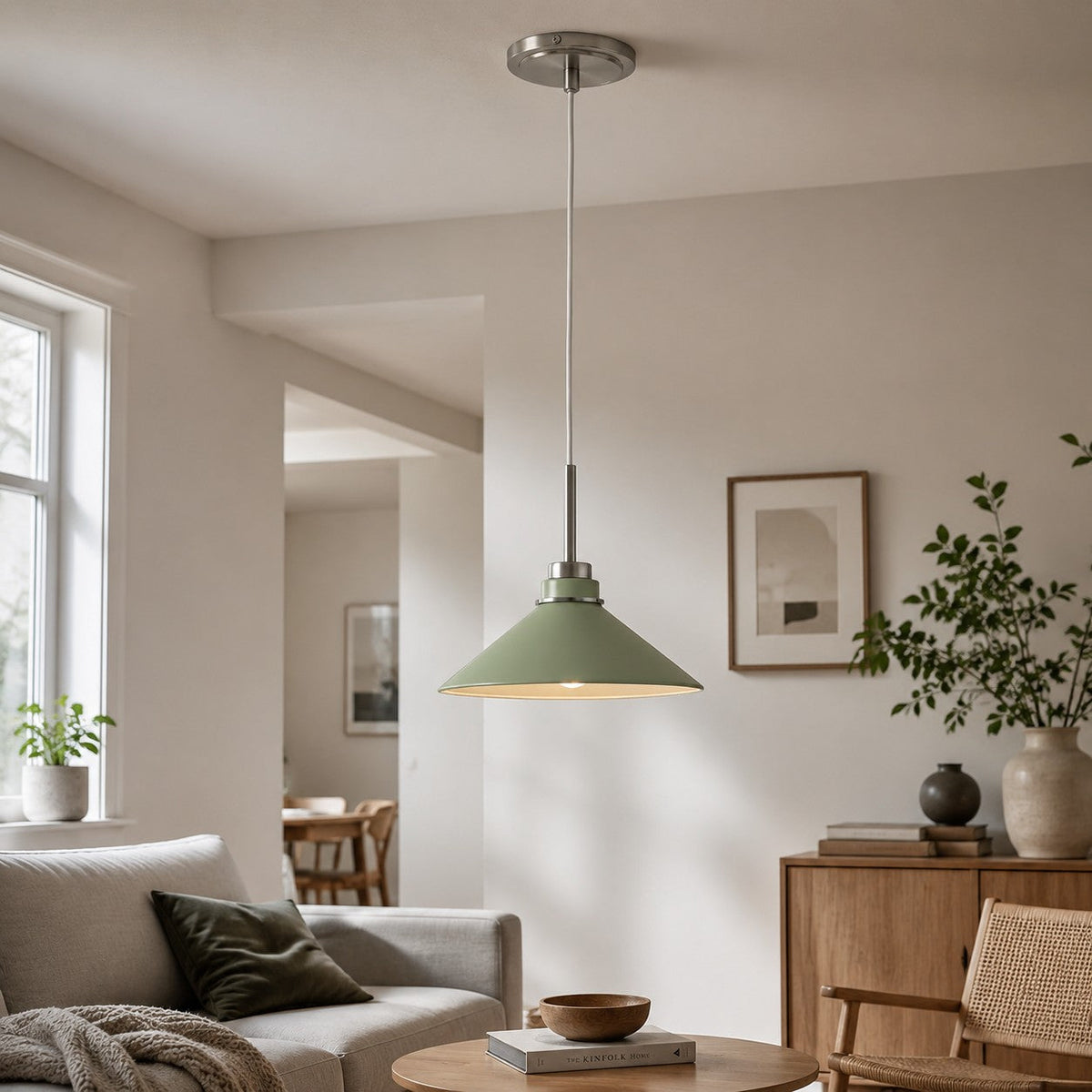 Modern Farmhouse  Cone Pendant Light – Dimmable Kitchen and Entryway Lighting