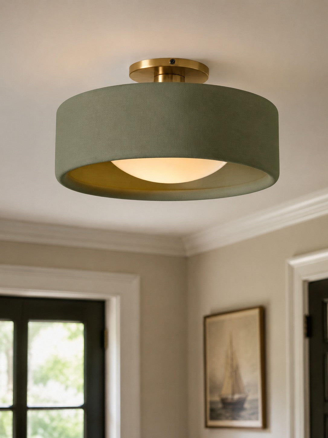 Contemporary Porcelain Flush Mount Ceiling Light – Soft Ambient Illumination for Hallways and Offices