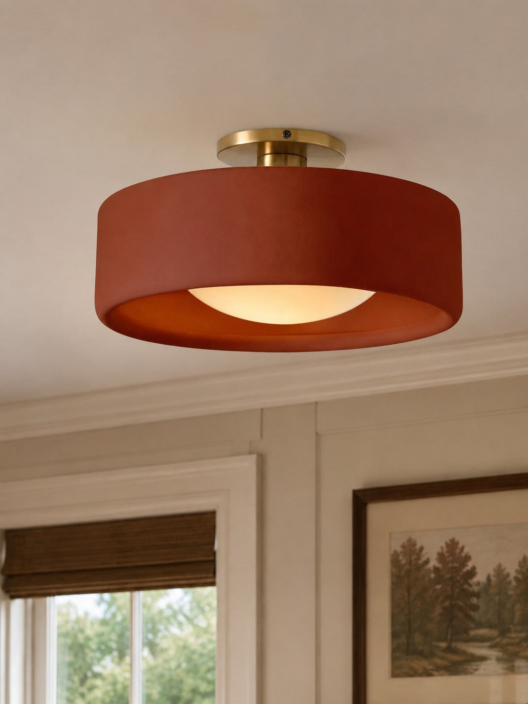 Contemporary Porcelain Flush Mount Ceiling Light – Soft Ambient Illumination for Hallways and Offices