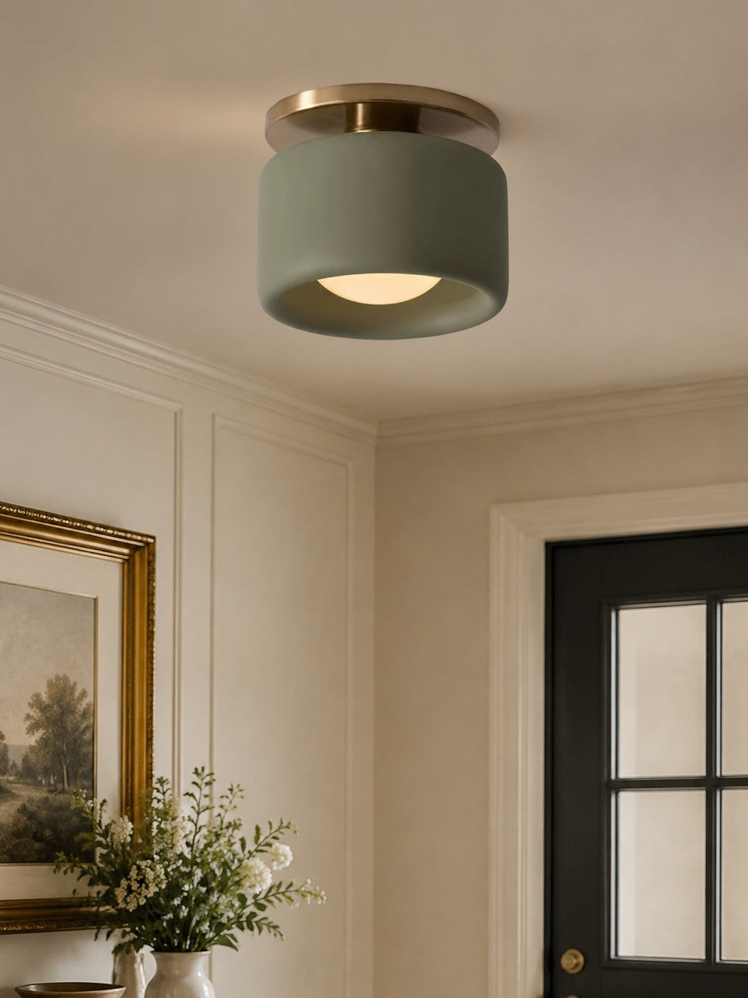 Contemporary Porcelain Flush Mount Ceiling Light – Soft Ambient Illumination for Hallways and Offices