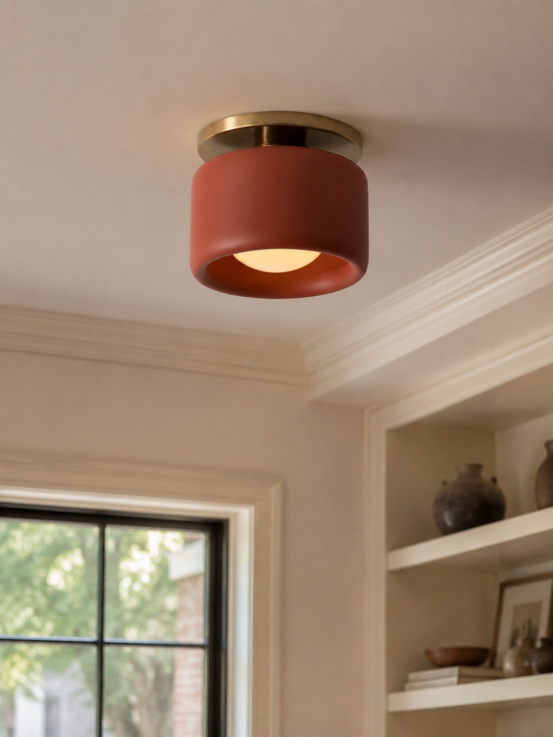 Contemporary Porcelain Flush Mount Ceiling Light – Soft Ambient Illumination for Hallways and Offices