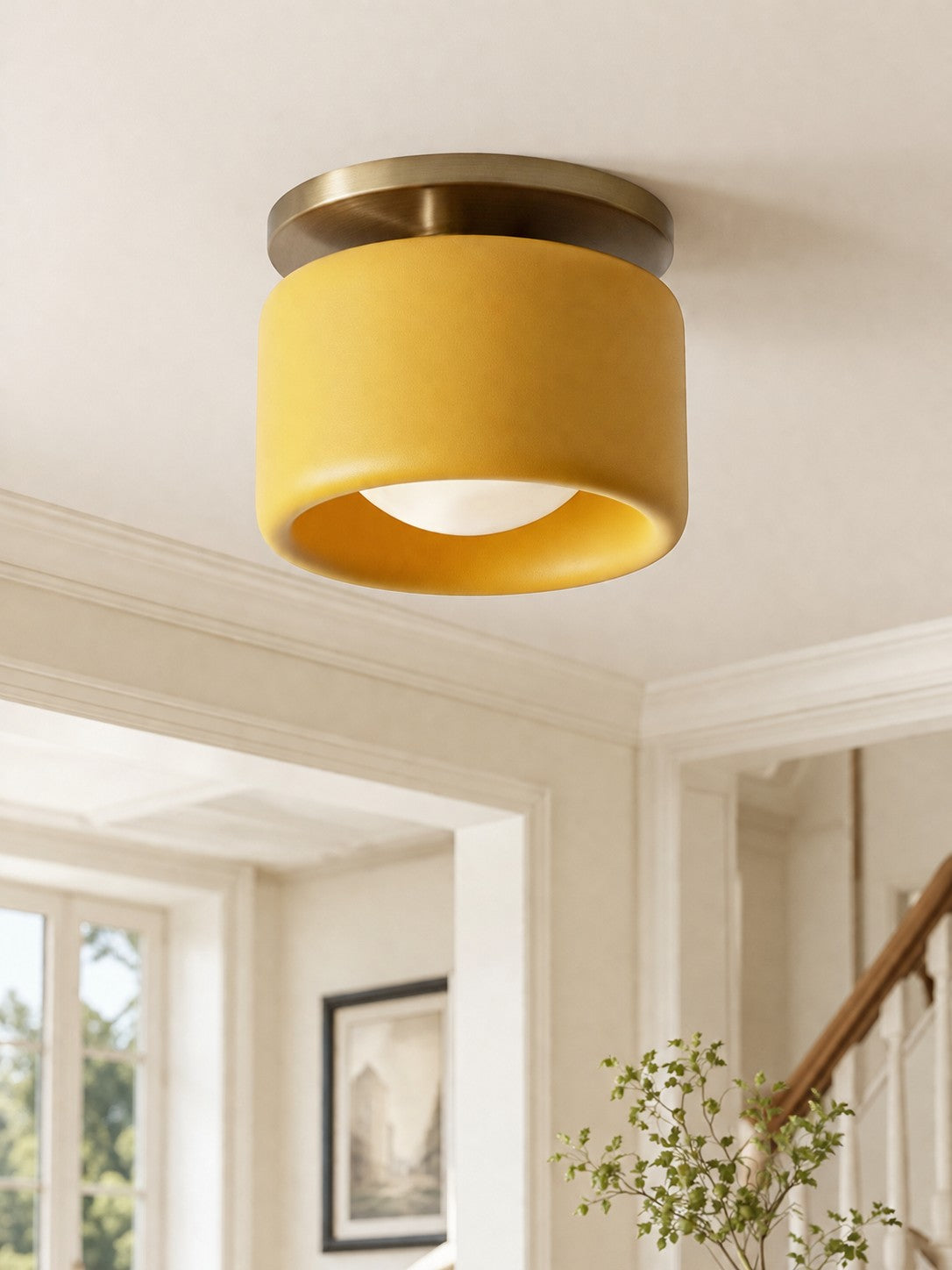 Contemporary Porcelain Flush Mount Ceiling Light – Soft Ambient Illumination for Hallways and Offices