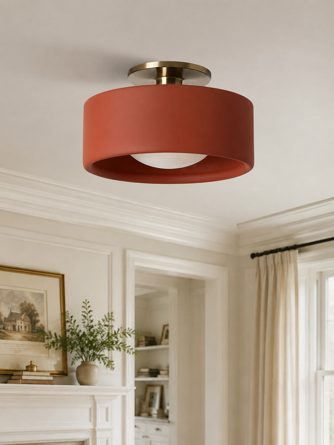 Contemporary Porcelain Flush Mount Ceiling Light – Soft Ambient Illumination for Hallways and Offices