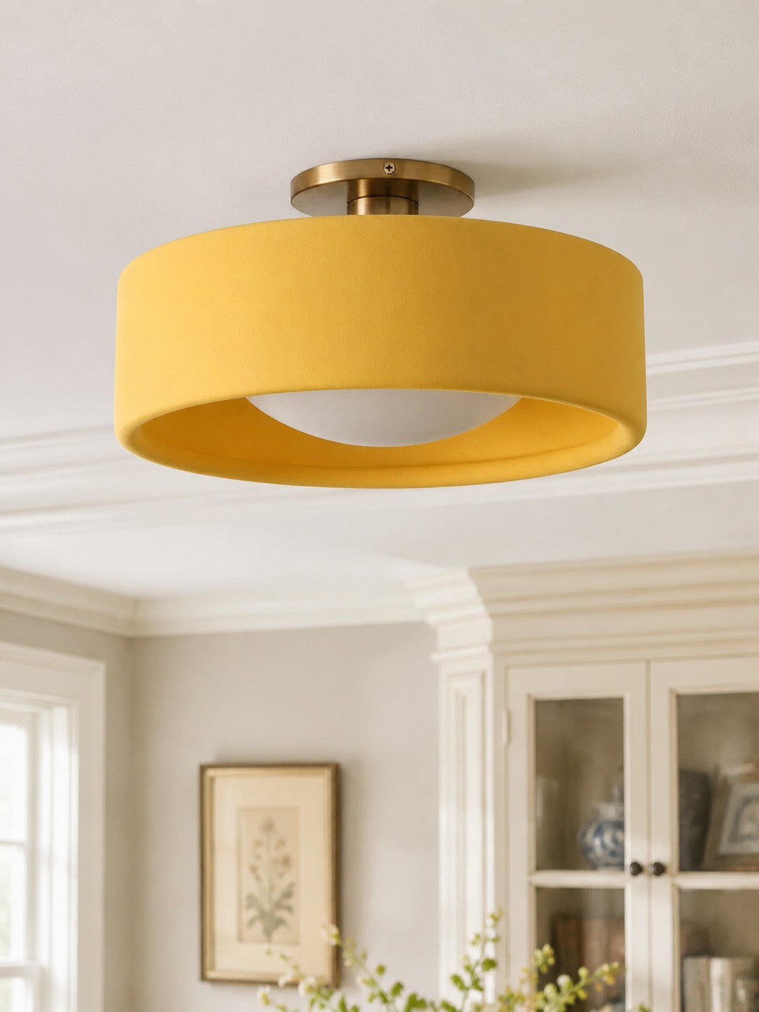 Contemporary Porcelain Flush Mount Ceiling Light – Soft Ambient Illumination for Hallways and Offices