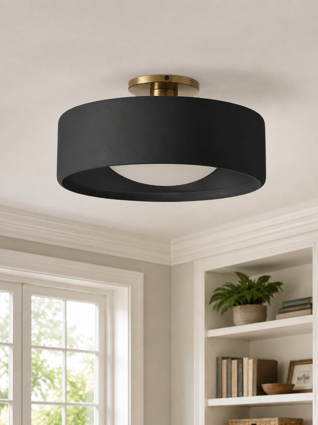 Contemporary Porcelain Flush Mount Ceiling Light – Soft Ambient Illumination for Hallways and Offices