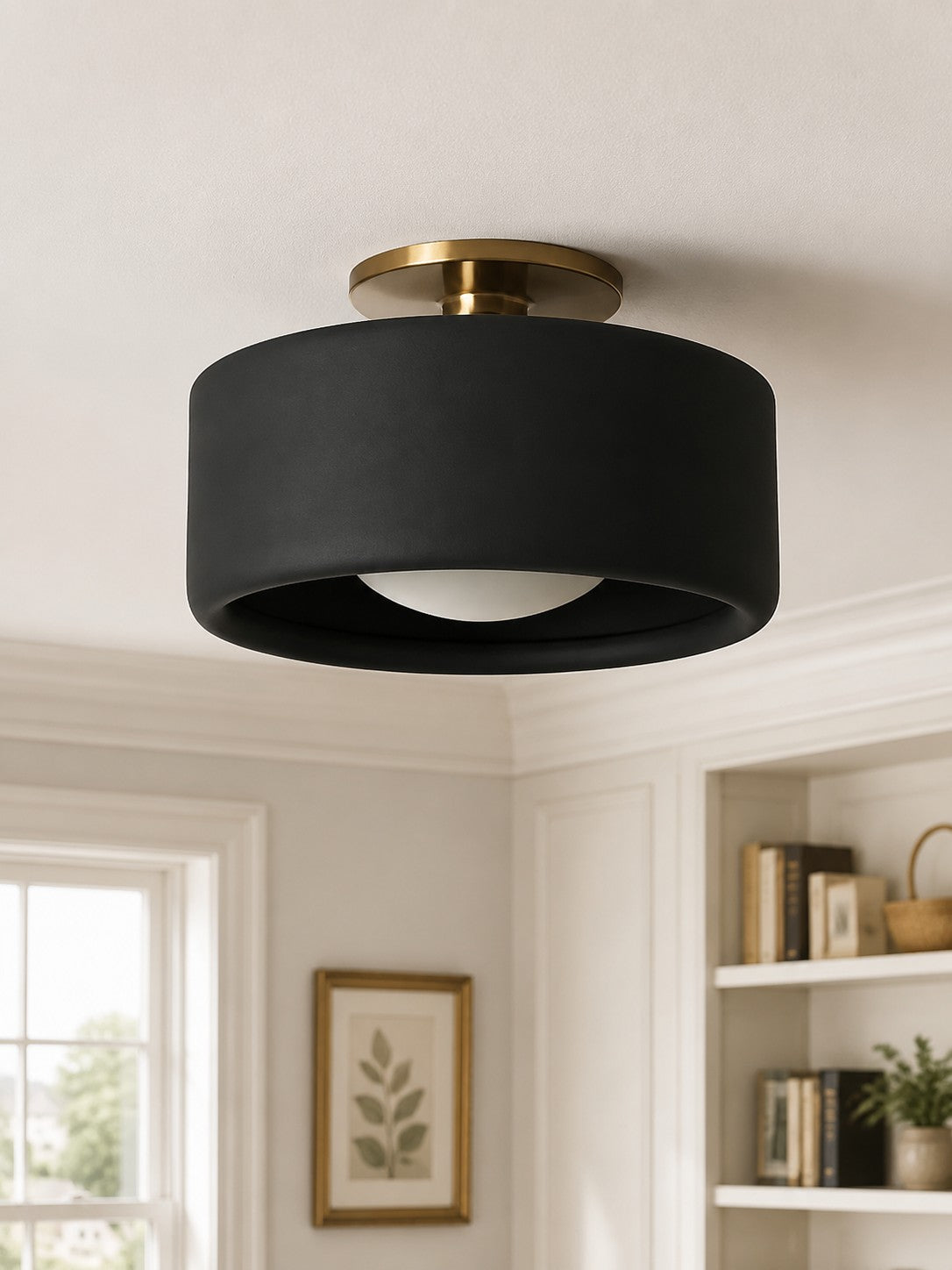 Contemporary Porcelain Flush Mount Ceiling Light – Soft Ambient Illumination for Hallways and Offices