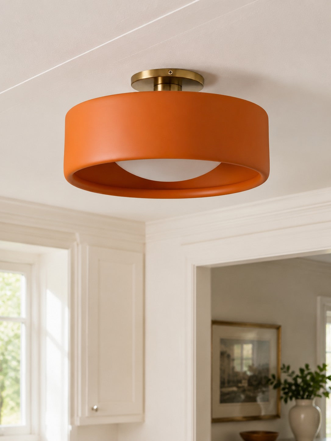 Contemporary Porcelain Flush Mount Ceiling Light – Soft Ambient Illumination for Hallways and Offices