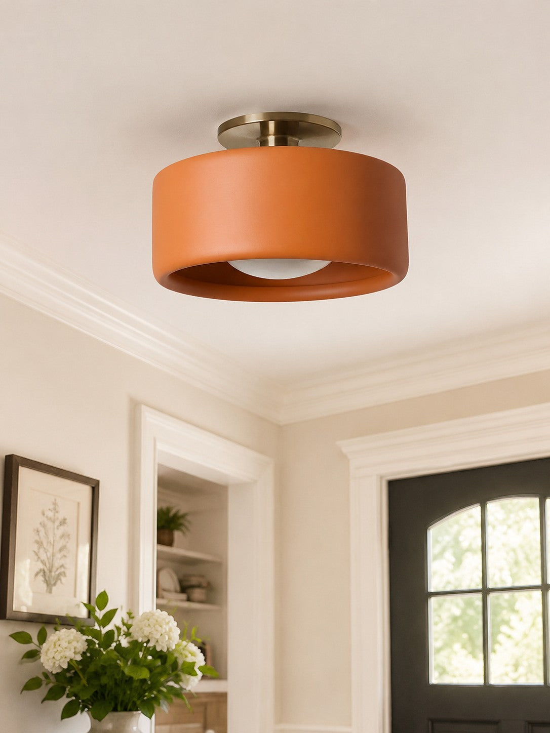 Contemporary Porcelain Flush Mount Ceiling Light – Soft Ambient Illumination for Hallways and Offices