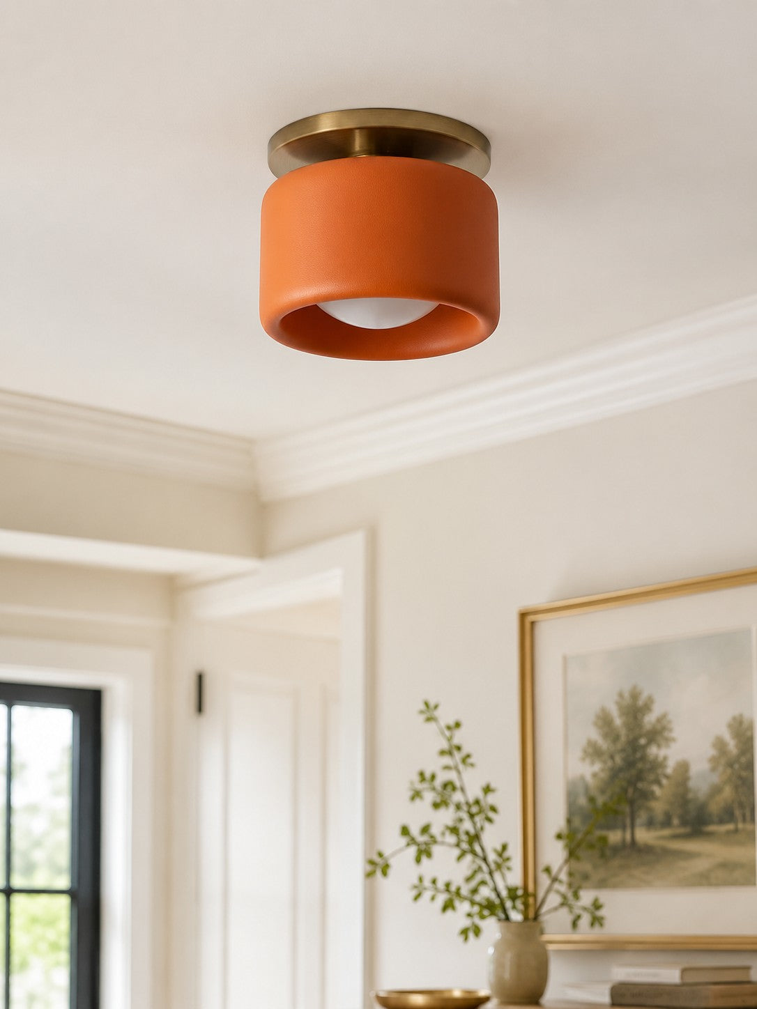 Contemporary Porcelain Flush Mount Ceiling Light – Soft Ambient Illumination for Hallways and Offices