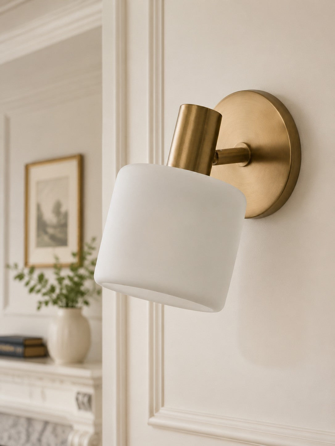 Porcelain Wall Sconce - Minimal Round Flush Mount Ceramic Light