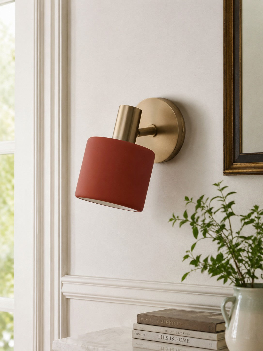 Porcelain Wall Sconce - Minimal Round Flush Mount Ceramic Light