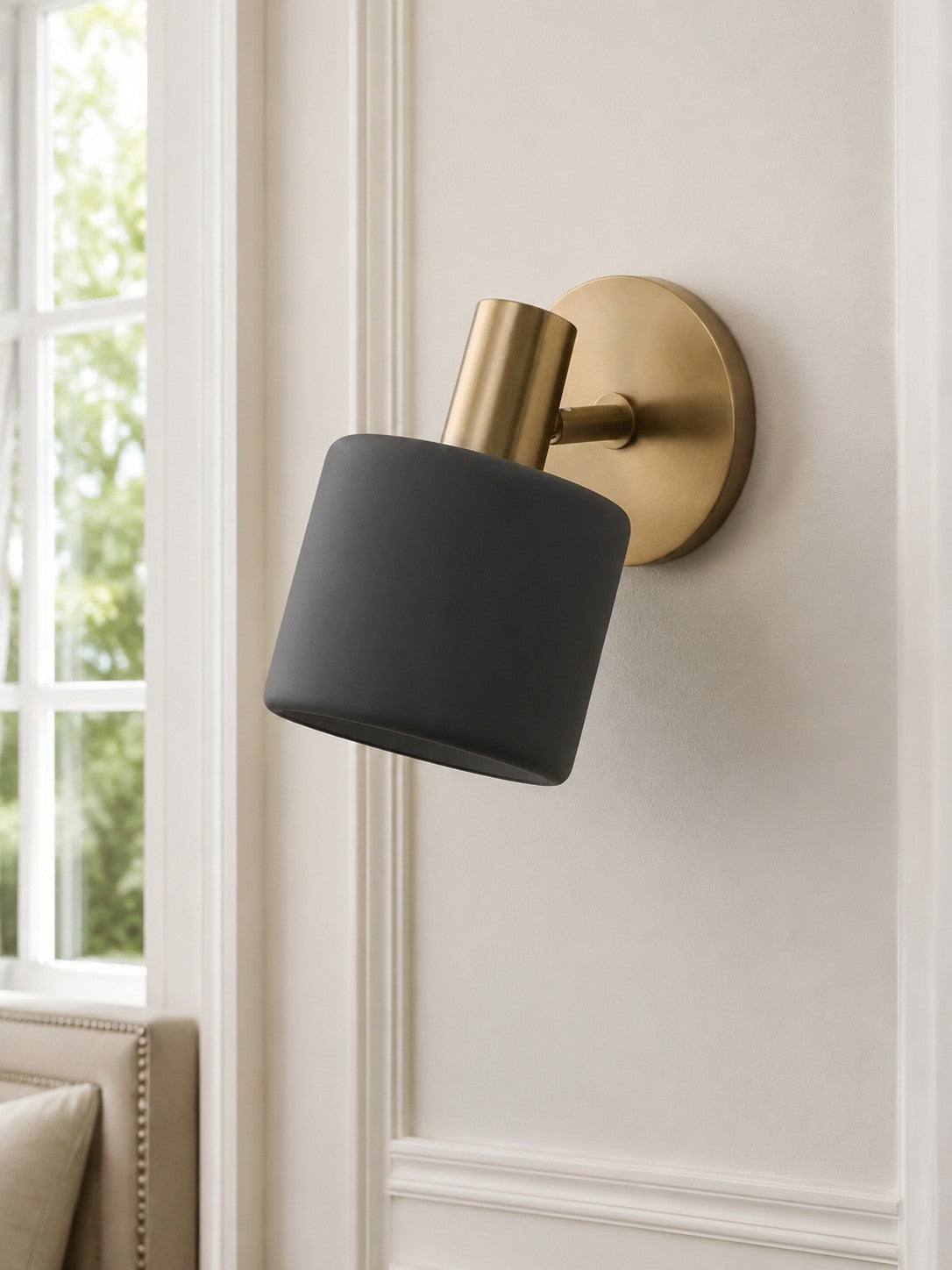 Porcelain Wall Sconce - Minimal Round Flush Mount Ceramic Light