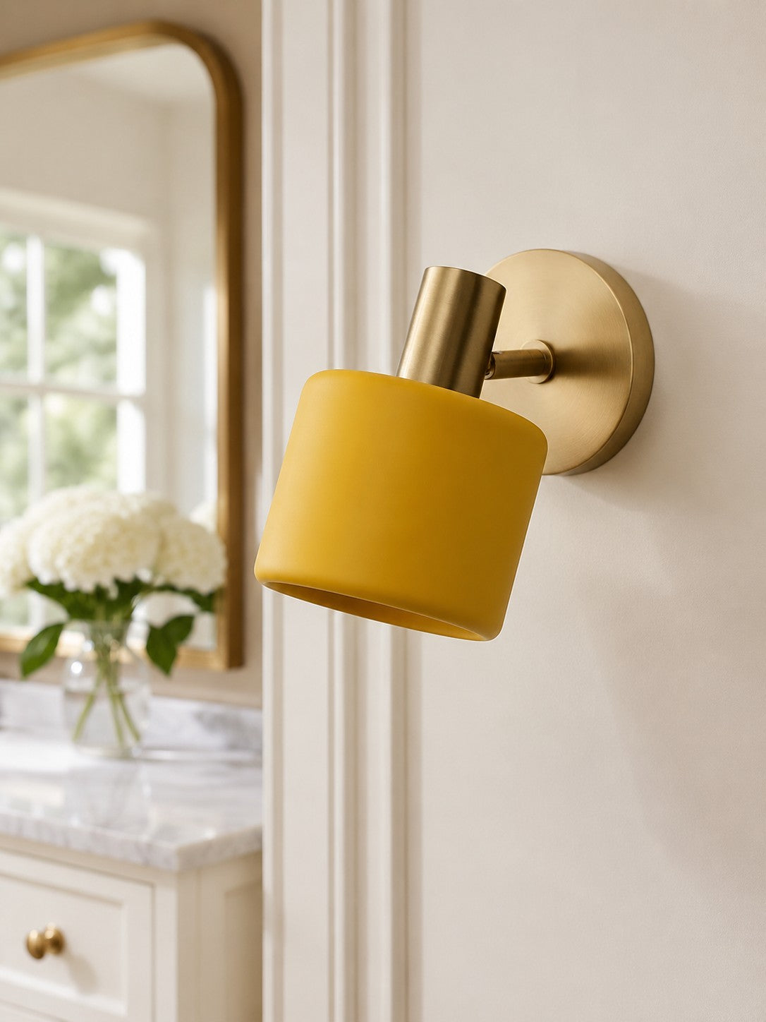 Porcelain Wall Sconce - Minimal Round Flush Mount Ceramic Light