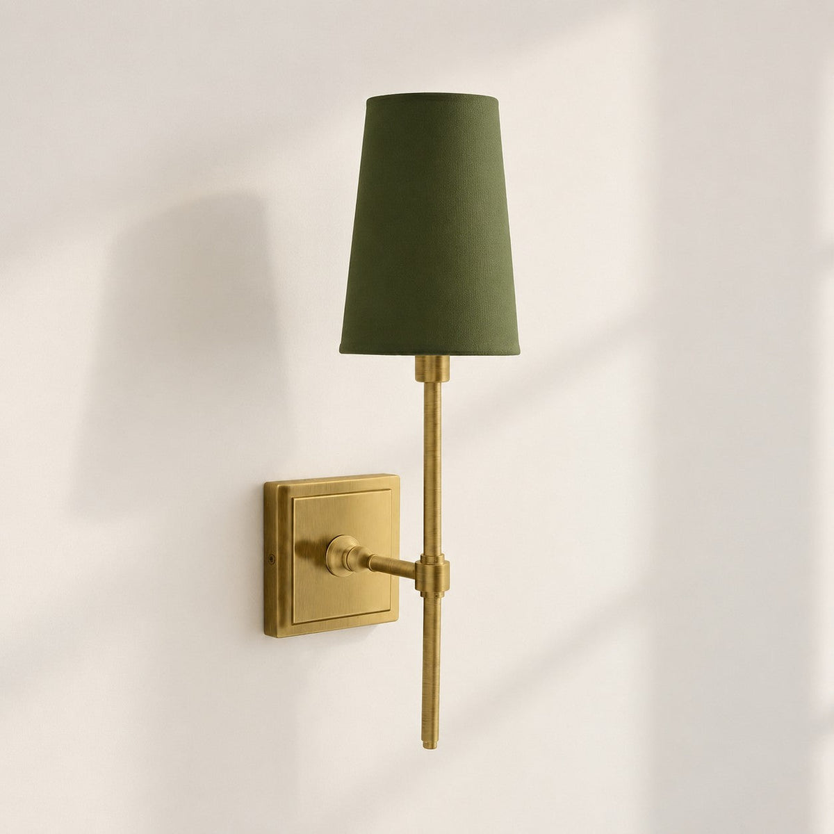 Linen Shade Wall Lamp – Retro Brass Wall Light for Bedroom & Hallway