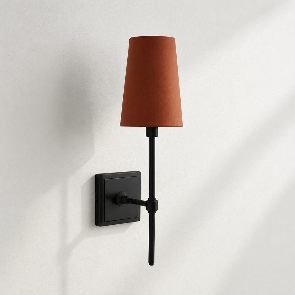 Linen Shade Wall Lamp – Retro Brass Wall Light for Bedroom & Hallway