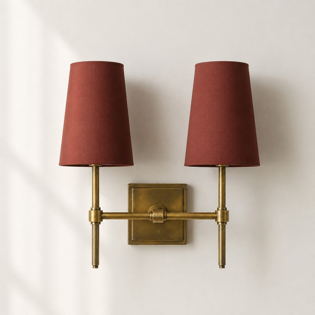 Linen Shade Wall Lamp – Retro Brass Wall Light for Bedroom & Hallway