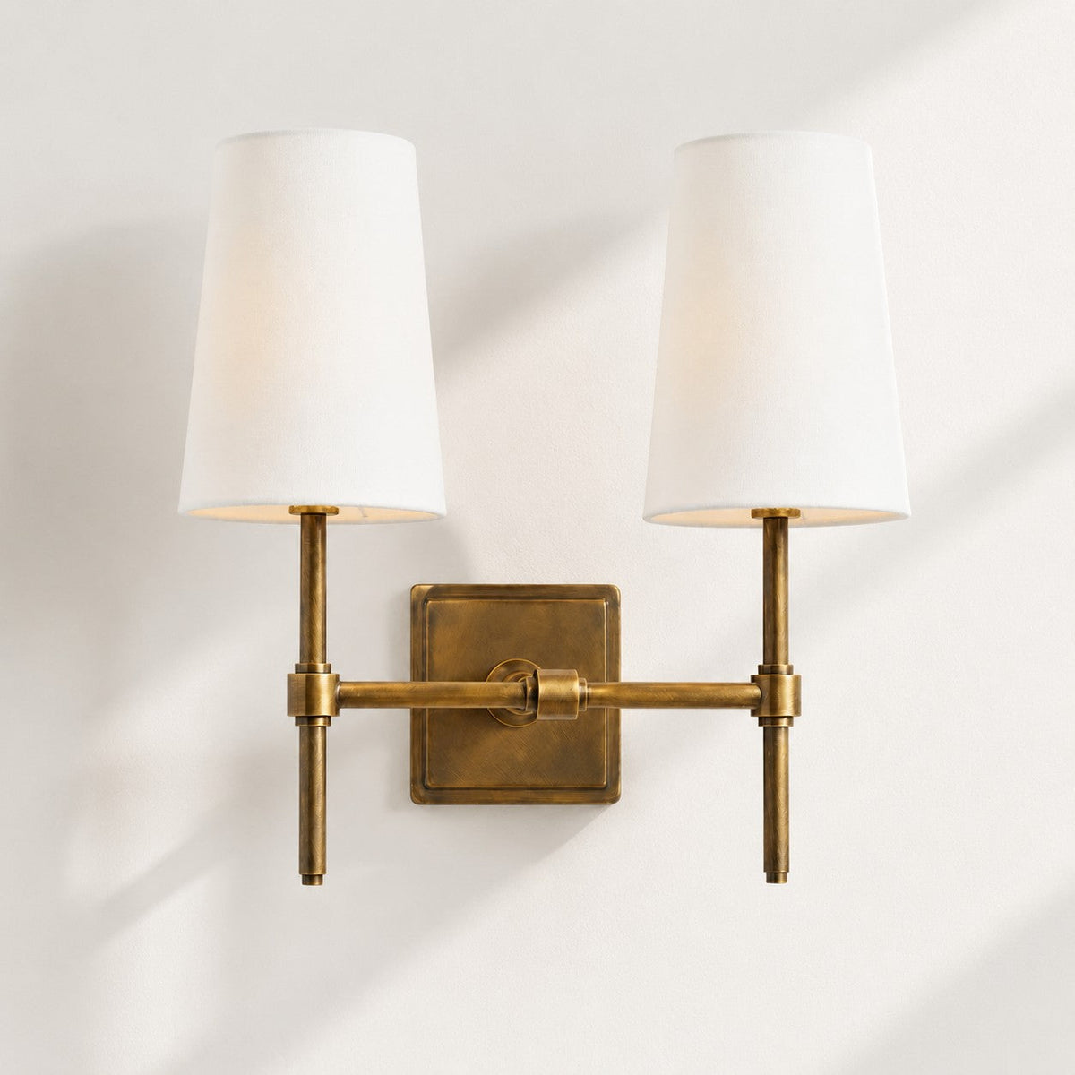 Linen Shade Wall Lamp – Retro Brass Wall Light for Bedroom & Hallway
