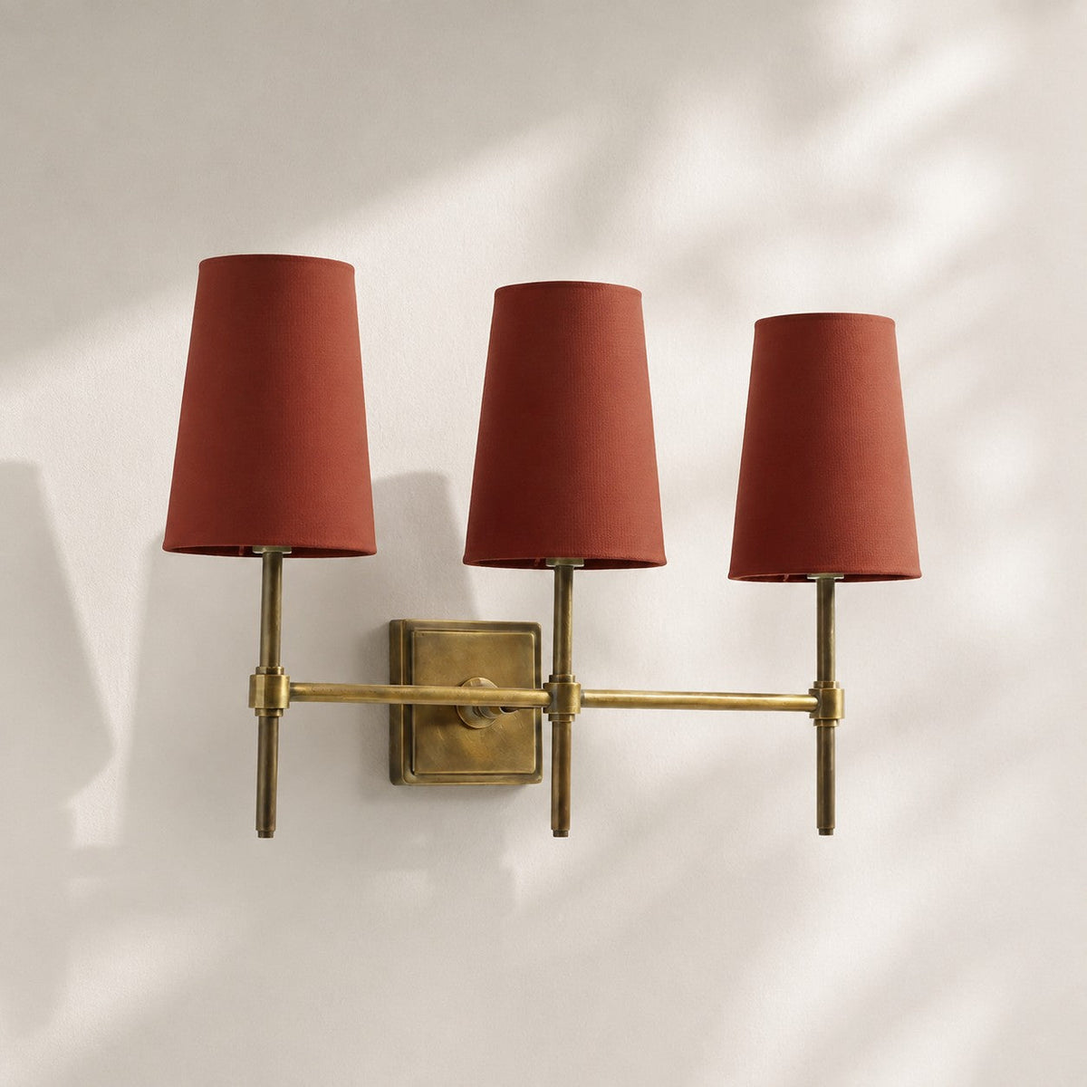 Linen Shade Wall Lamp – Retro Brass Wall Light for Bedroom & Hallway