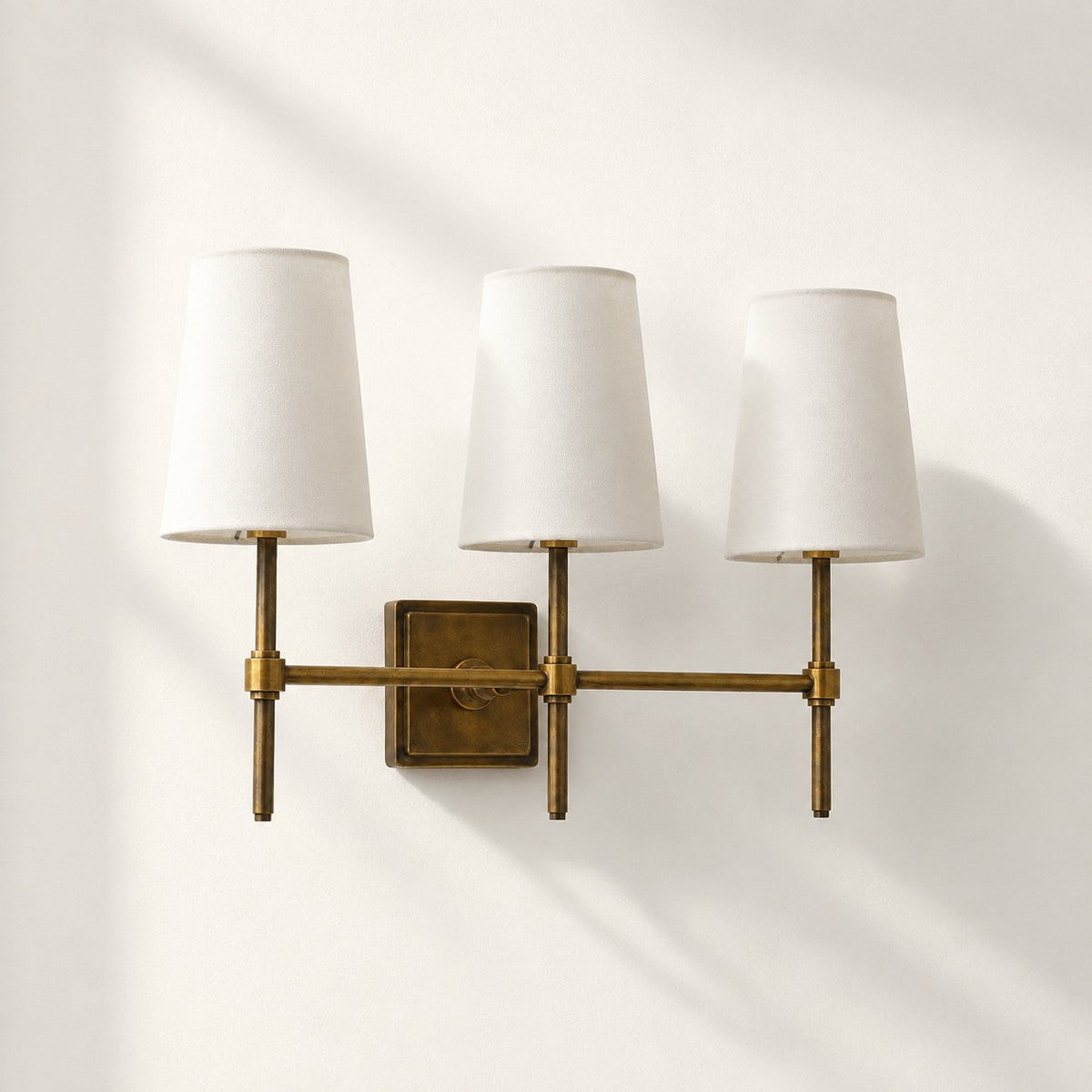 Linen Shade Wall Lamp – Retro Brass Wall Light for Bedroom & Hallway