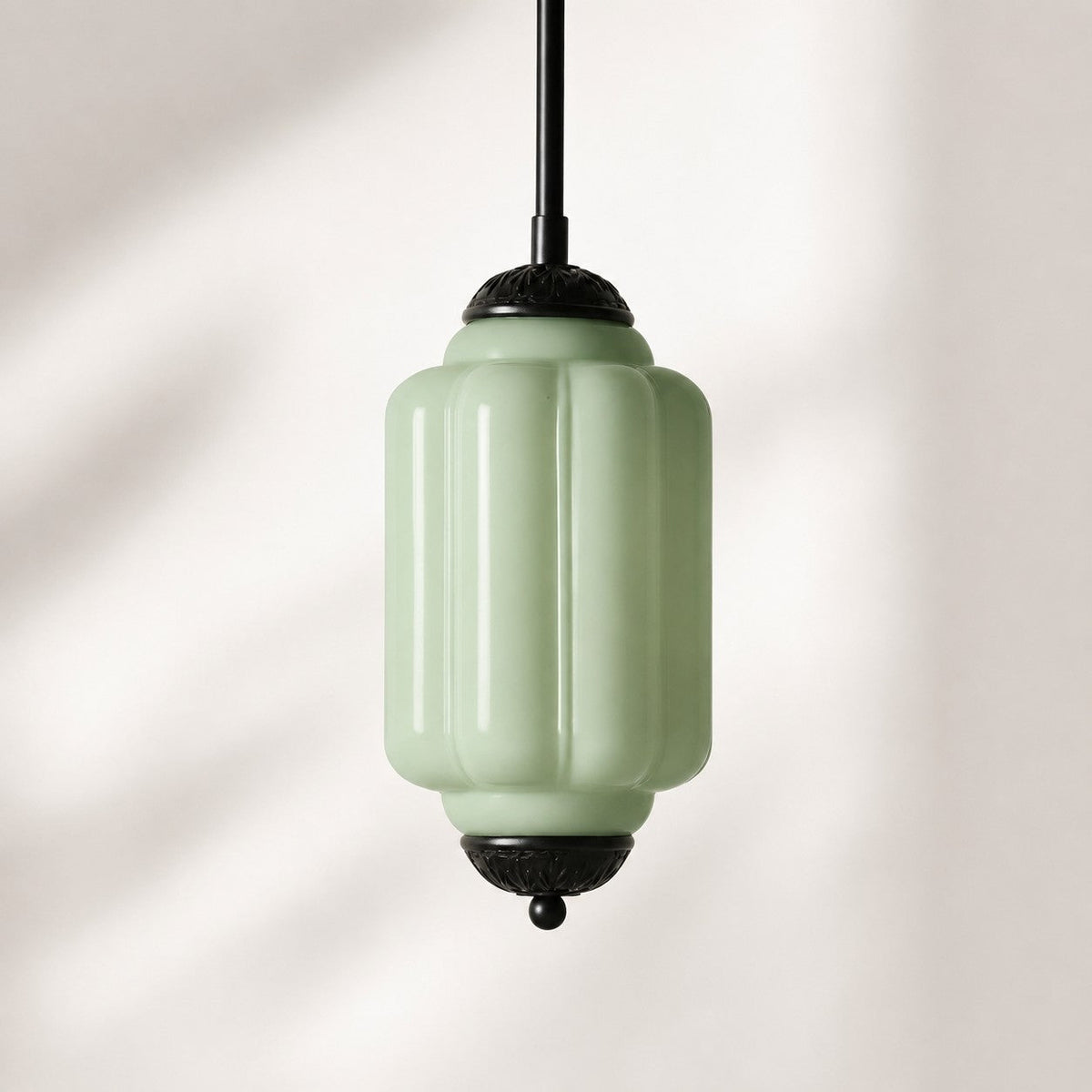 Vintage Scalloped Milk Glass Pendant - Modern Accent Light for Kitchen and Bedroom