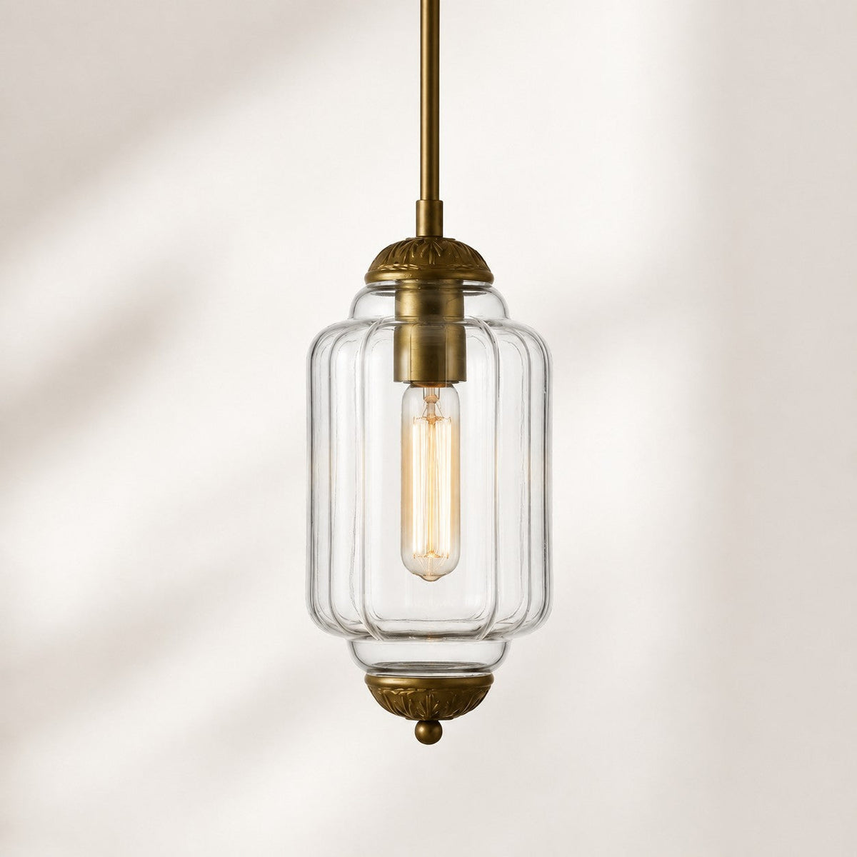 Vintage Scalloped Milk Glass Pendant - Modern Accent Light for Kitchen and Bedroom