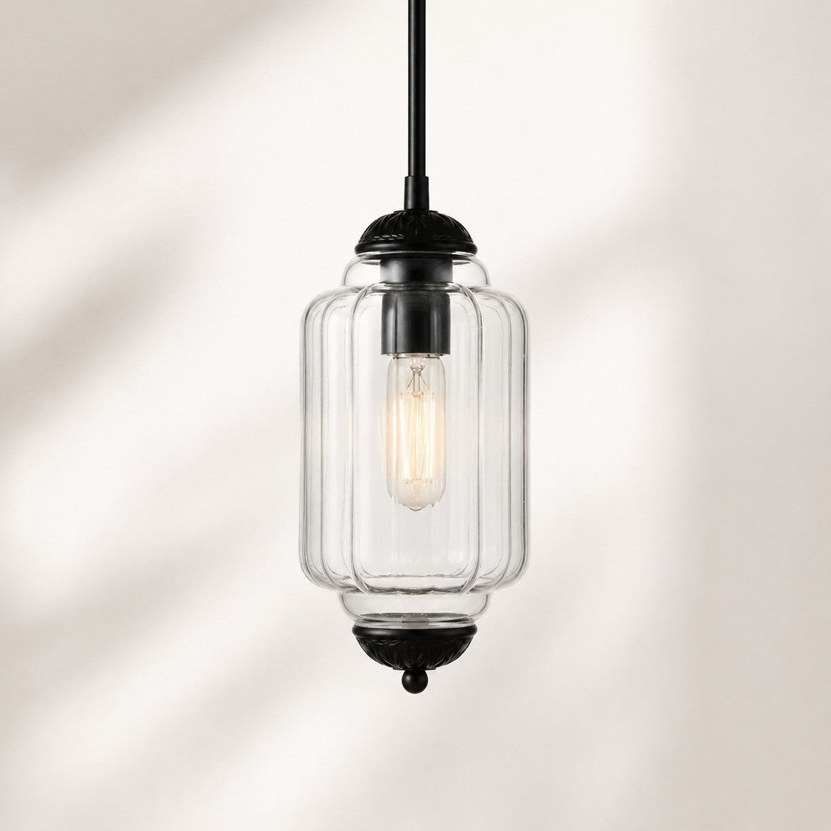 Vintage Scalloped Milk Glass Pendant - Modern Accent Light for Kitchen and Bedroom