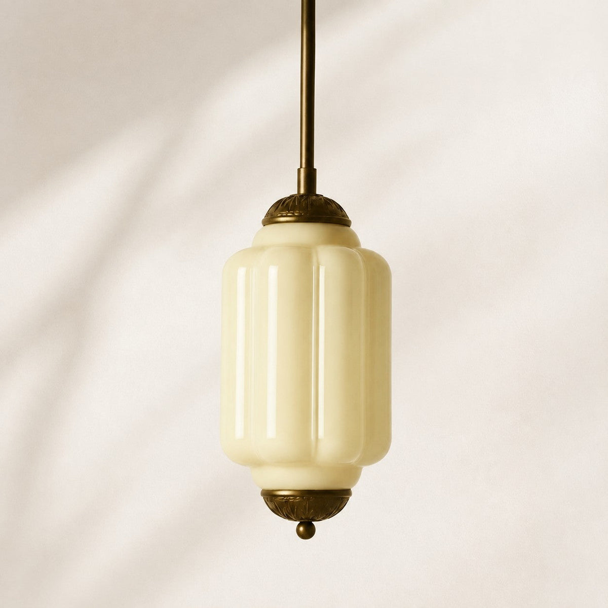 Vintage Scalloped Milk Glass Pendant - Modern Accent Light for Kitchen and Bedroom