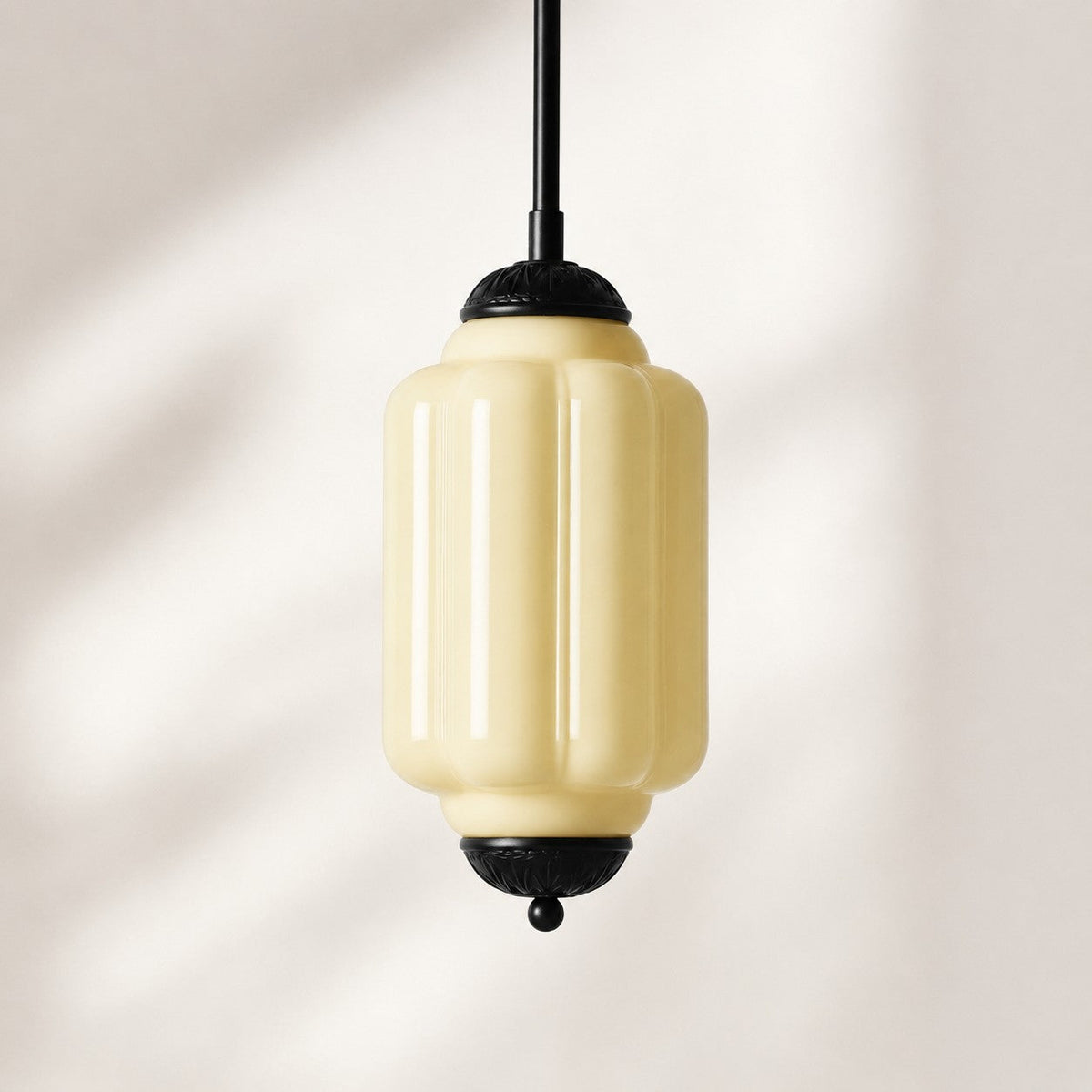 Vintage Scalloped Milk Glass Pendant - Modern Accent Light for Kitchen and Bedroom