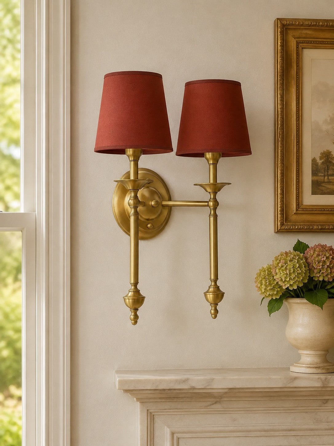 Fabric Shade Wall Sconce in Antique Copper - Vintage Luxury Light for Interiors