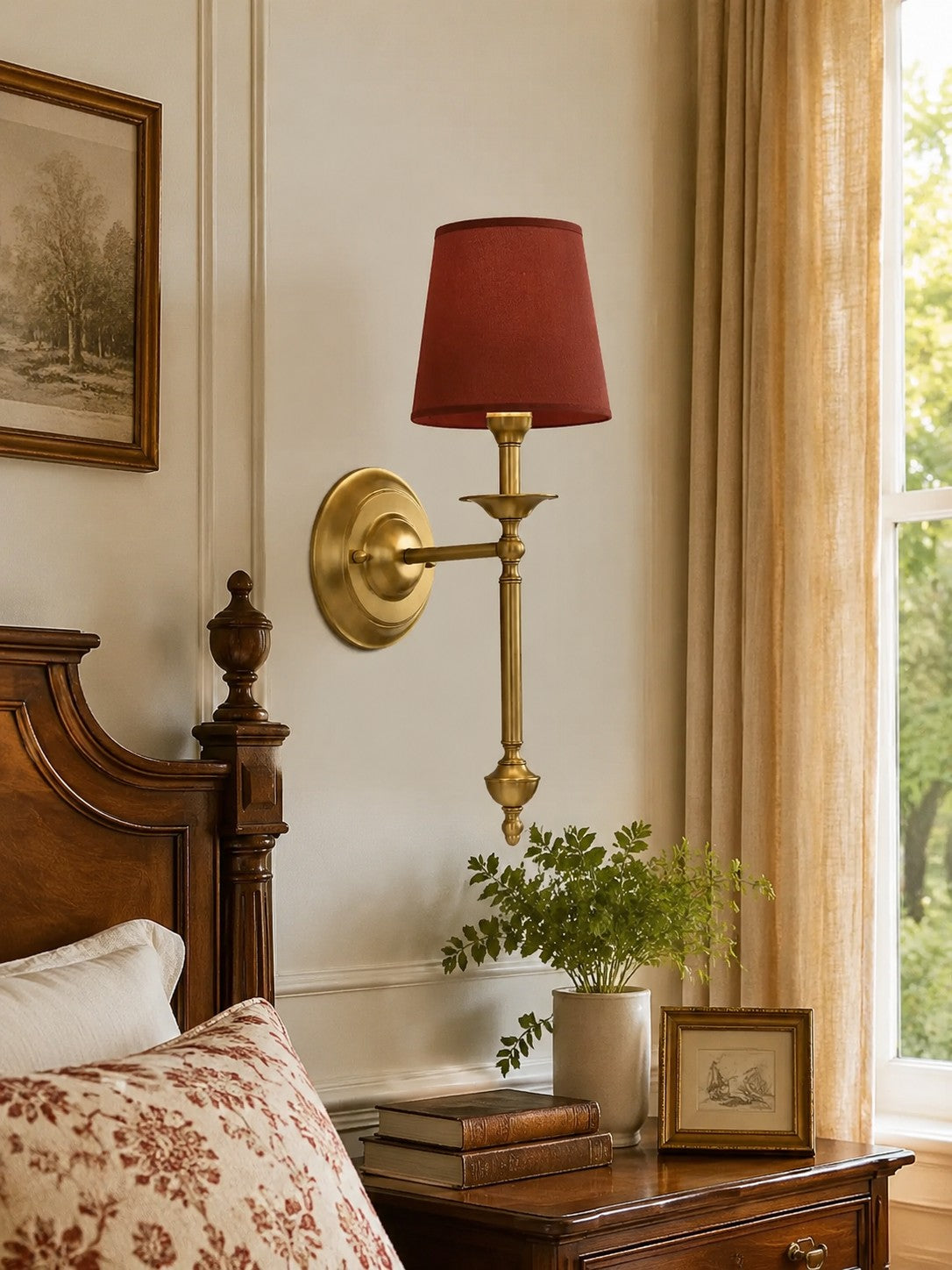 Fabric Shade Wall Sconce in Antique Copper - Vintage Luxury Light for Interiors