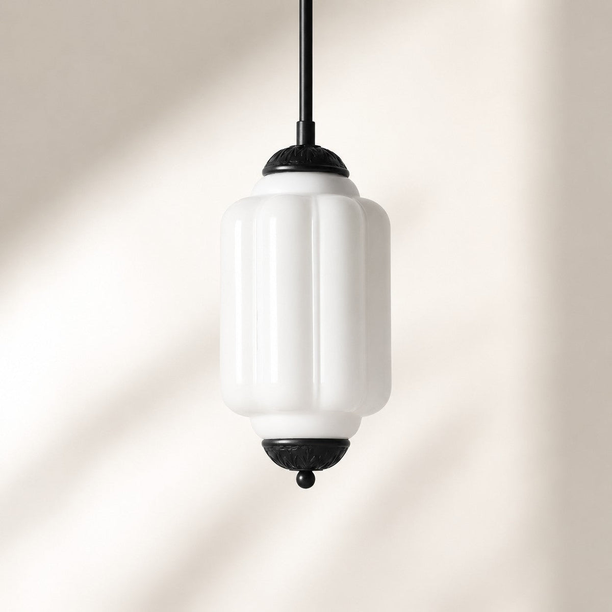 Vintage Scalloped Milk Glass Pendant - Modern Accent Light for Kitchen and Bedroom