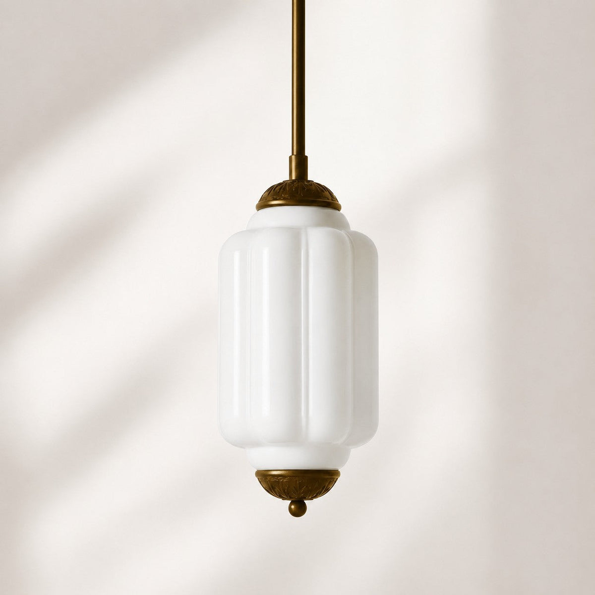 Vintage Scalloped Milk Glass Pendant - Modern Accent Light for Kitchen and Bedroom