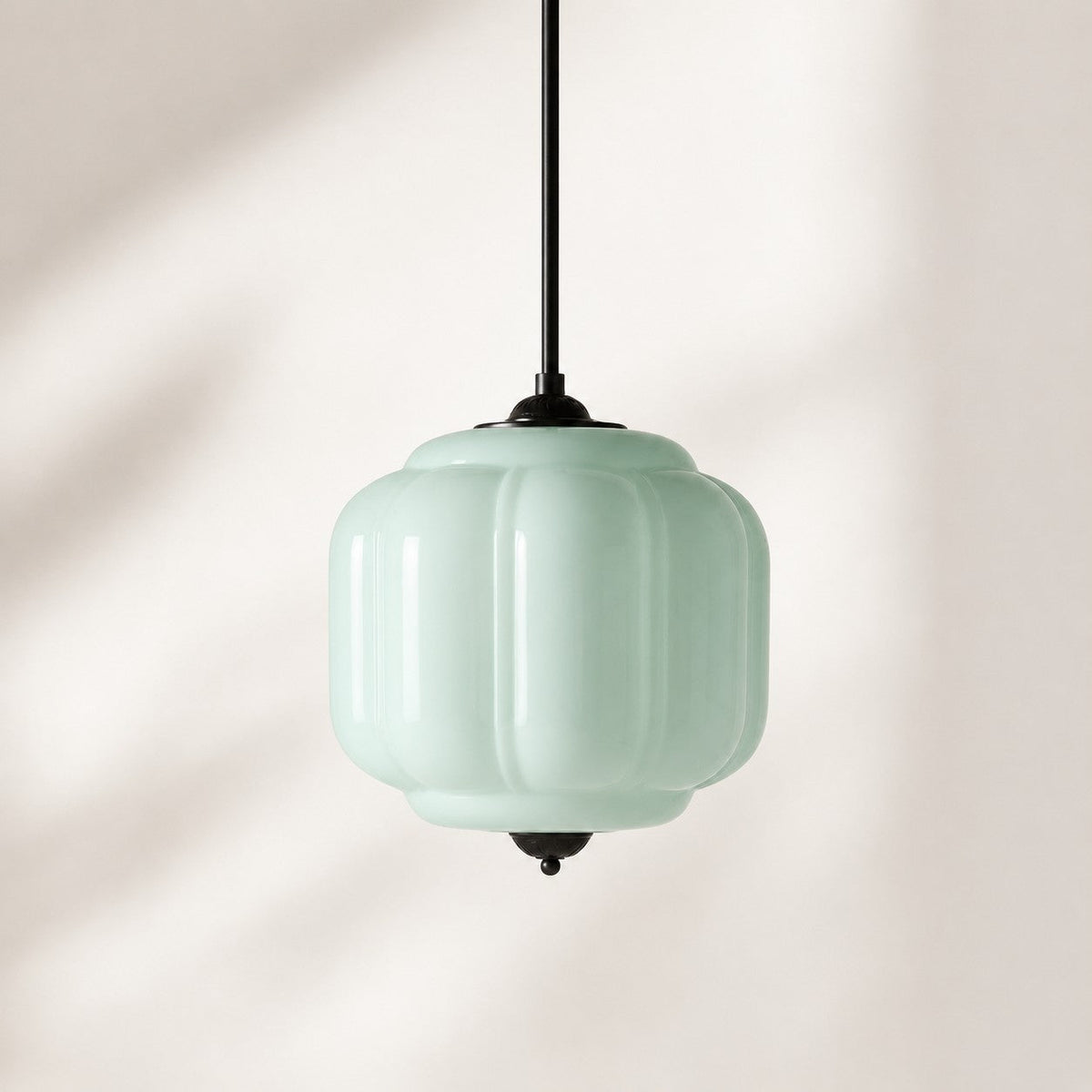 Vintage Scalloped Milk Glass Pendant - Modern Accent Light for Kitchen and Bedroom