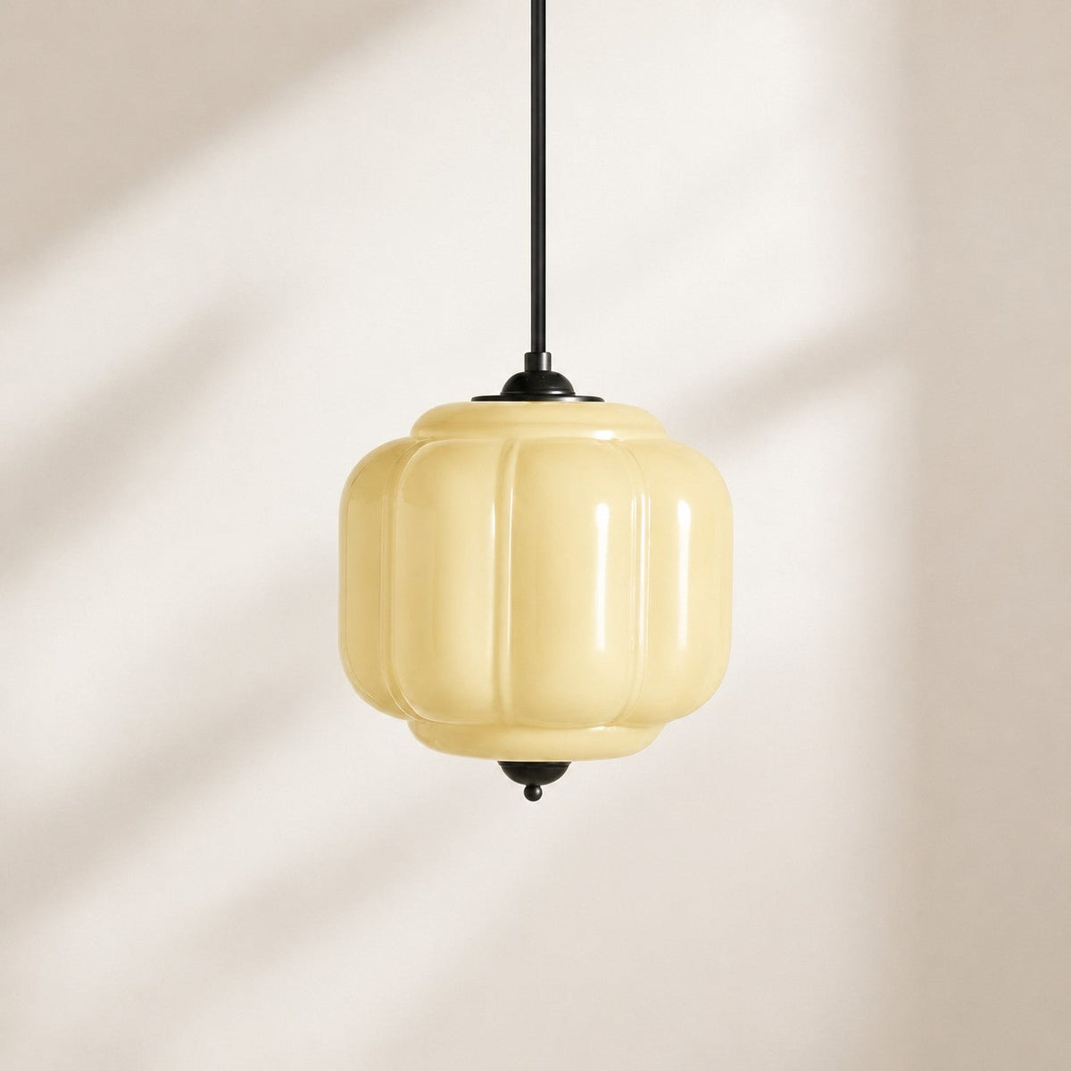 Vintage Scalloped Milk Glass Pendant - Modern Accent Light for Kitchen and Bedroom