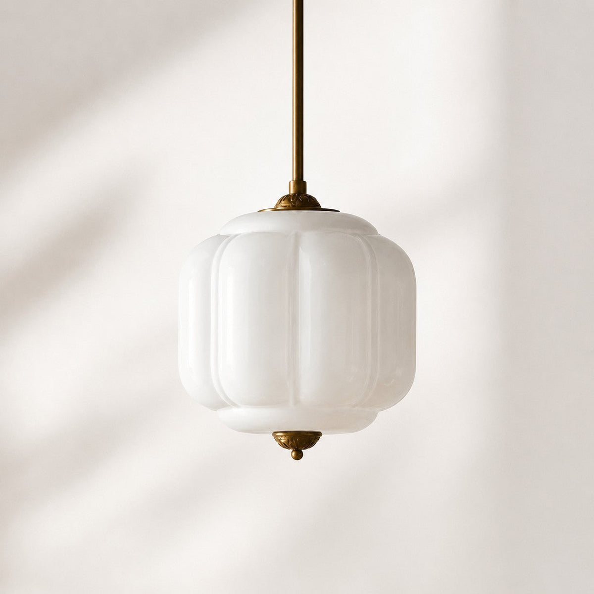 Vintage Scalloped Milk Glass Pendant - Modern Accent Light for Kitchen and Bedroom