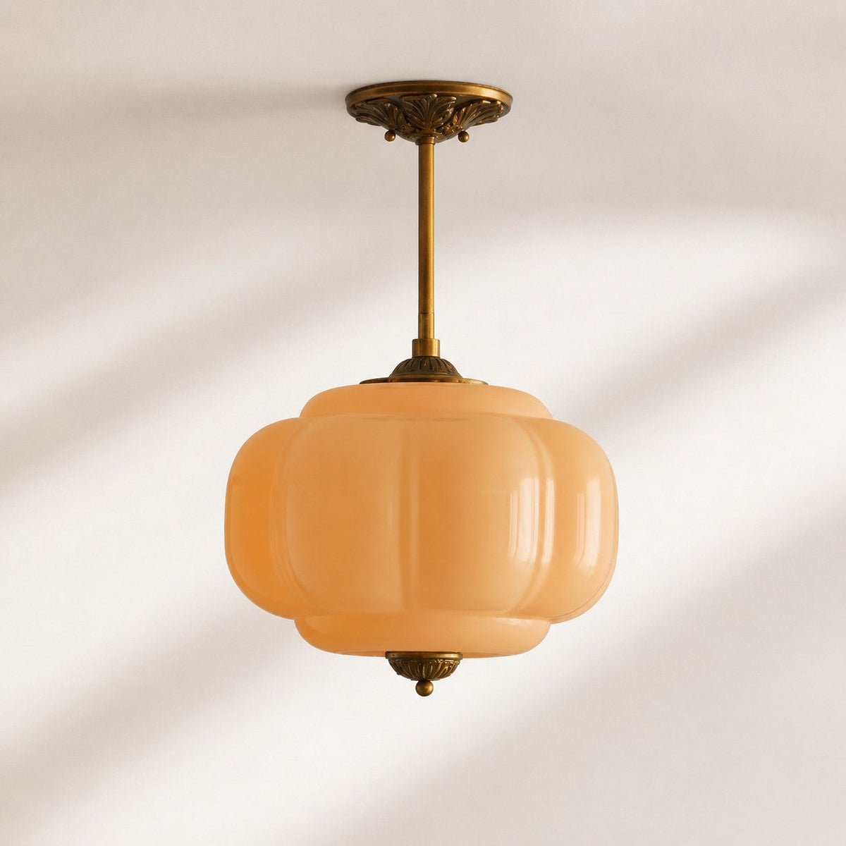 Vintage Scalloped Milk Glass Pendant - Modern Accent Light for Kitchen and Bedroom