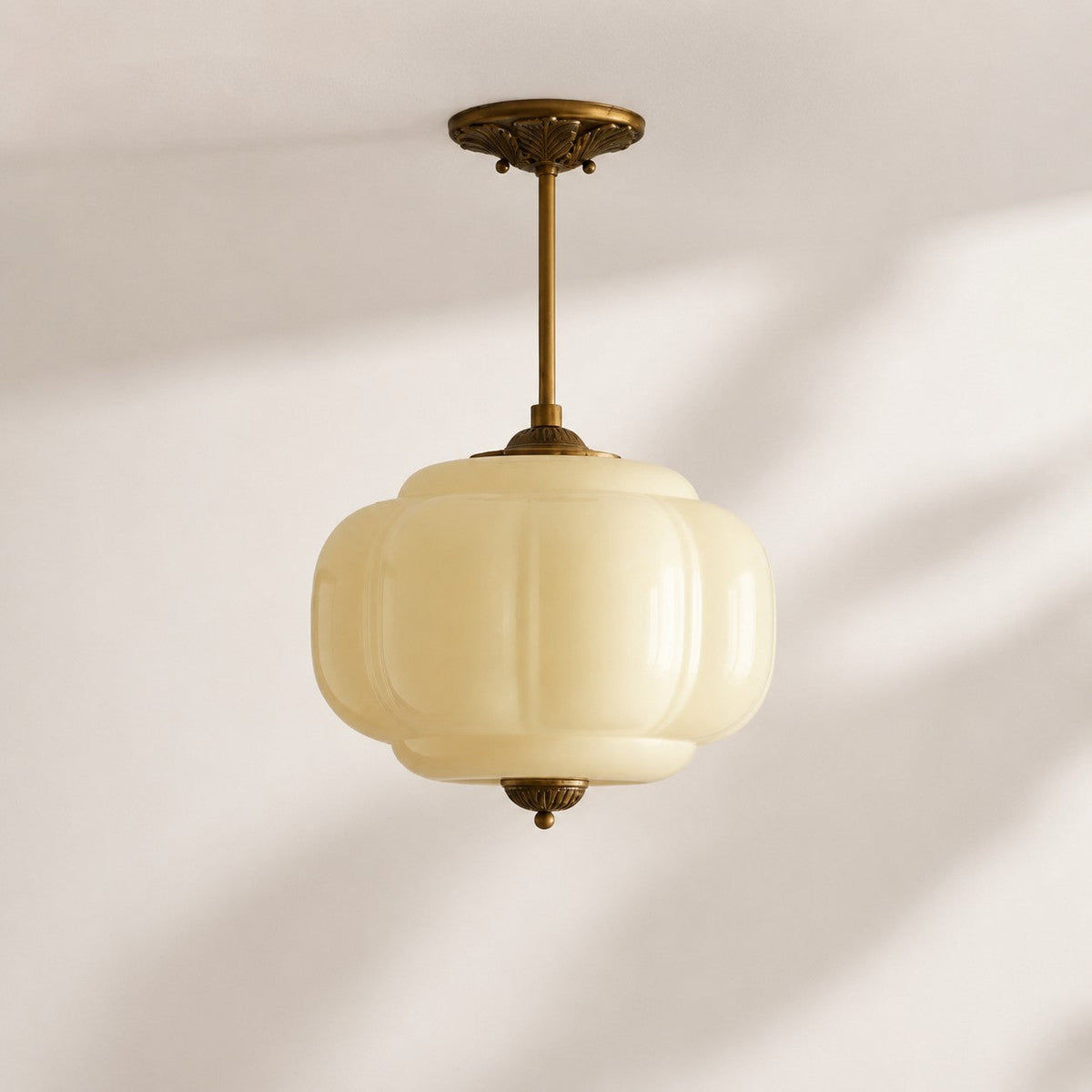 Vintage Scalloped Milk Glass Pendant - Modern Accent Light for Kitchen and Bedroom