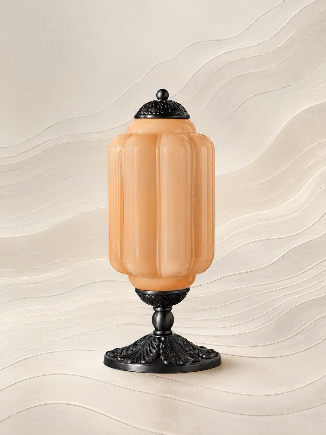 Scallop Glass Shade Vintage-Inspired Table Lamp for Bedroom and Living Room Accent Lighting