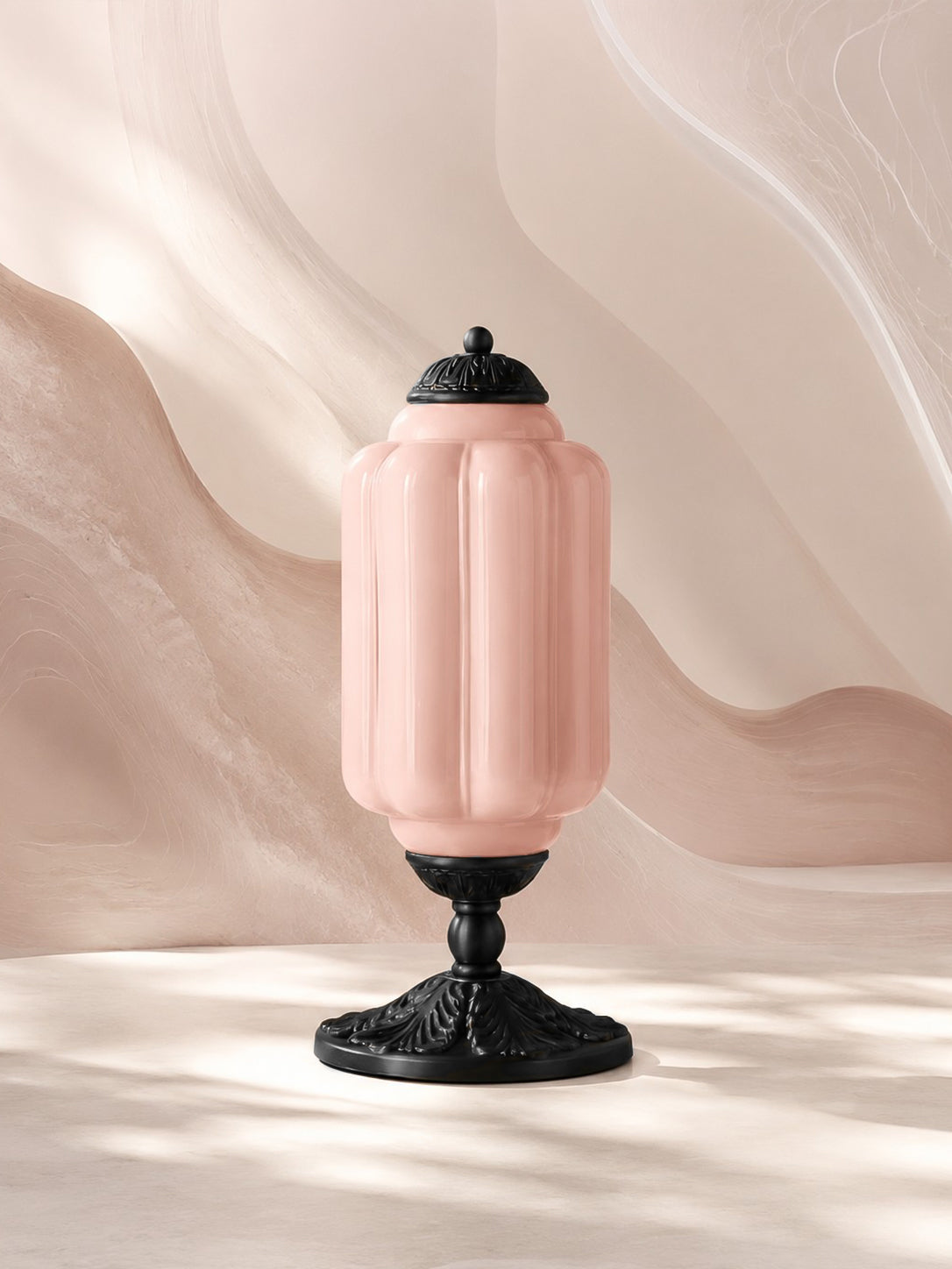 Scallop Glass Shade Vintage-Inspired Table Lamp for Bedroom and Living Room Accent Lighting