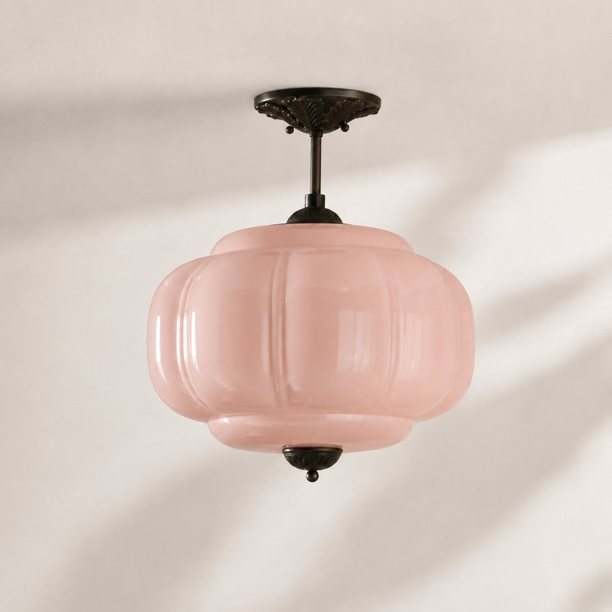 Vintage Scalloped Milk Glass Pendant - Modern Accent Light for Kitchen and Bedroom
