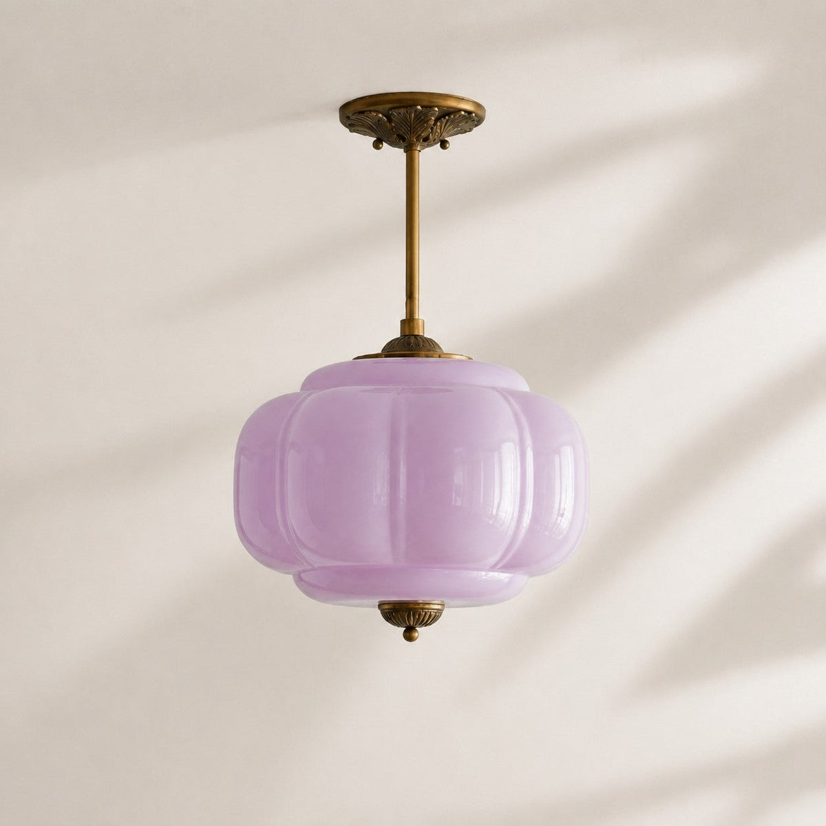 Vintage Scalloped Milk Glass Pendant - Modern Accent Light for Kitchen and Bedroom