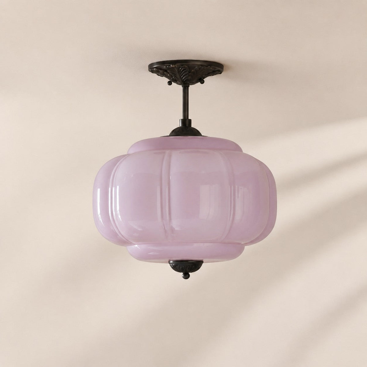 Vintage Scalloped Milk Glass Pendant - Modern Accent Light for Kitchen and Bedroom