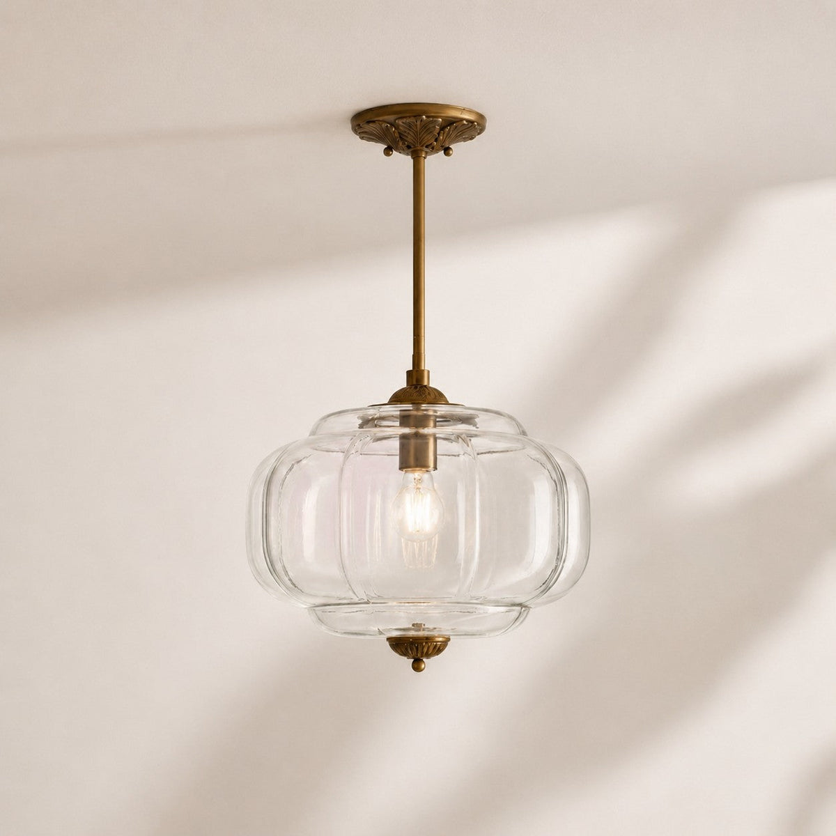 Vintage Scalloped Milk Glass Pendant - Modern Accent Light for Kitchen and Bedroom