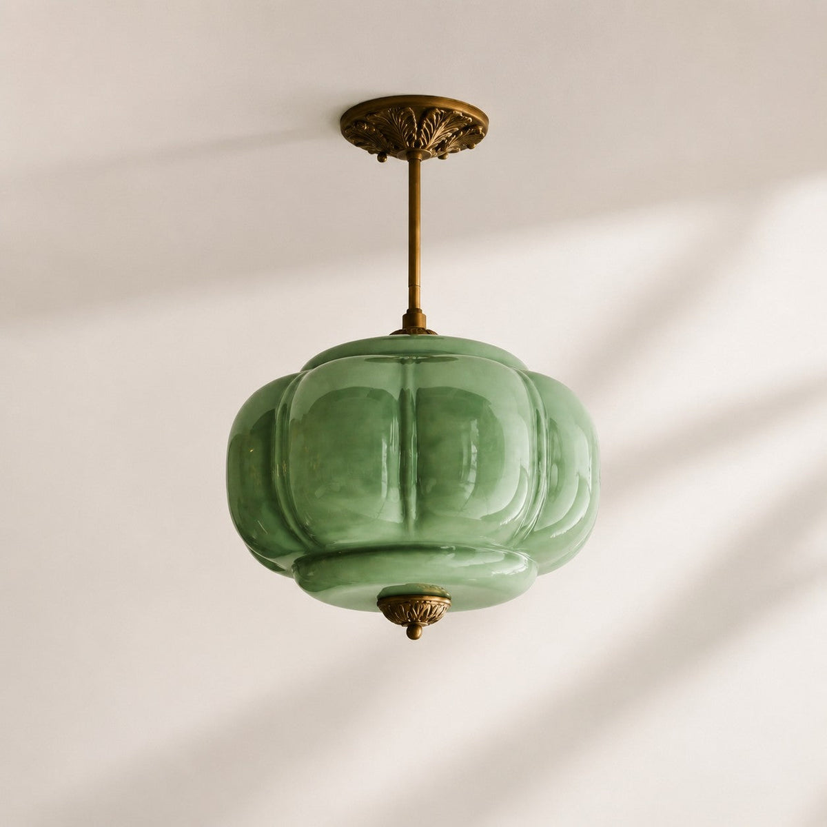 Vintage Scalloped Milk Glass Pendant - Modern Accent Light for Kitchen and Bedroom
