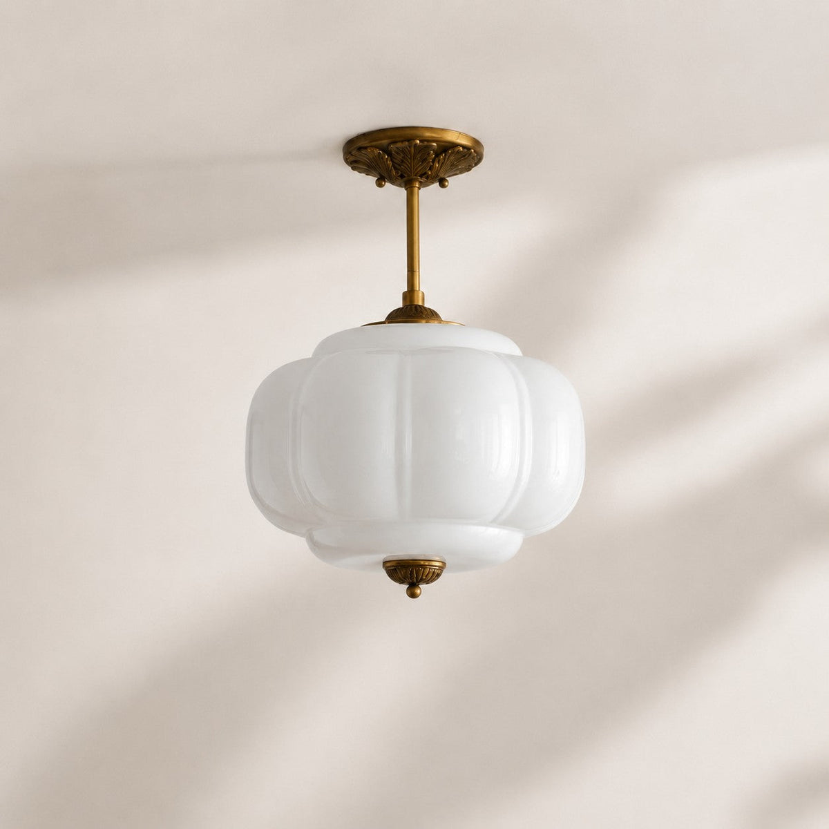 Vintage Scalloped Milk Glass Pendant - Modern Accent Light for Kitchen and Bedroom