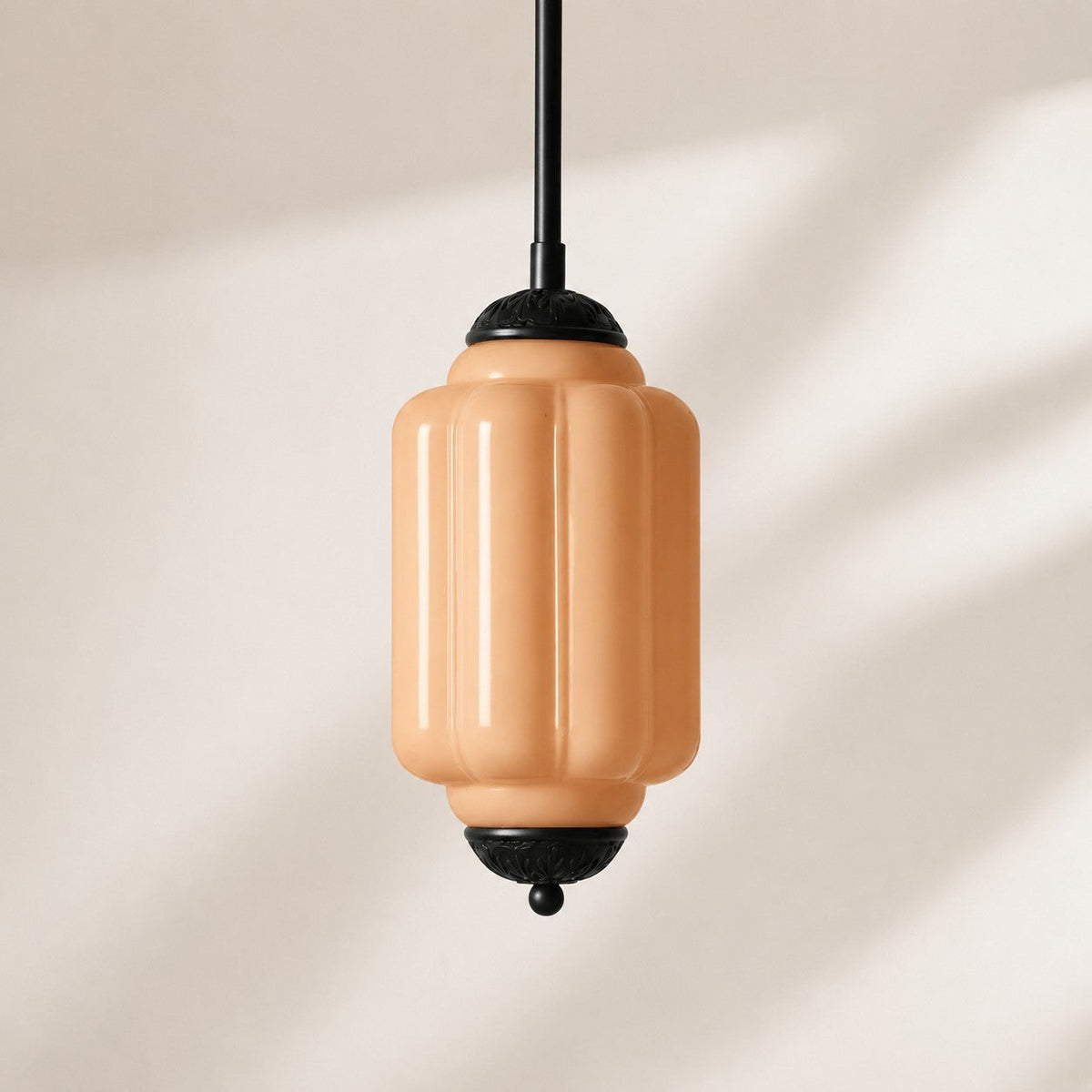 Vintage Scalloped Milk Glass Pendant - Modern Accent Light for Kitchen and Bedroom