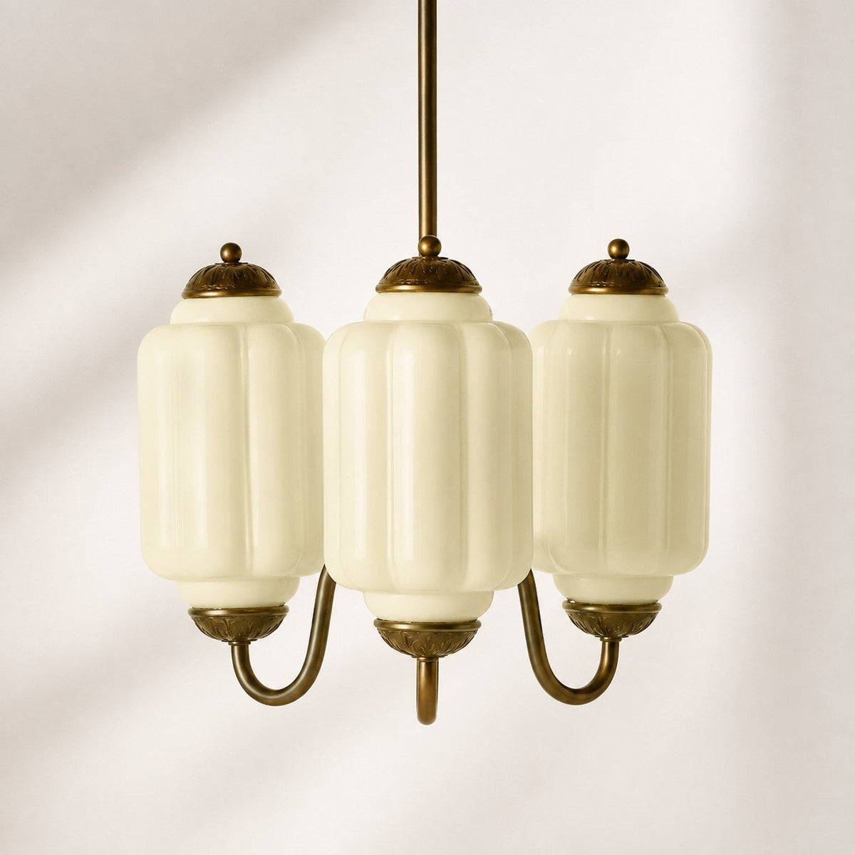 Vintage Scalloped Milk Glass Pendant - Modern Accent Light for Kitchen and Bedroom