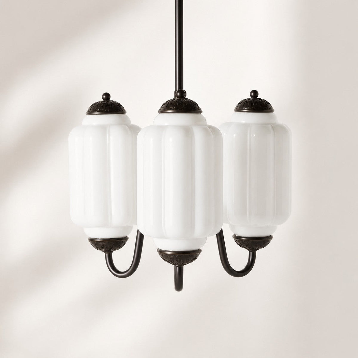 Vintage Scalloped Milk Glass Pendant - Modern Accent Light for Kitchen and Bedroom