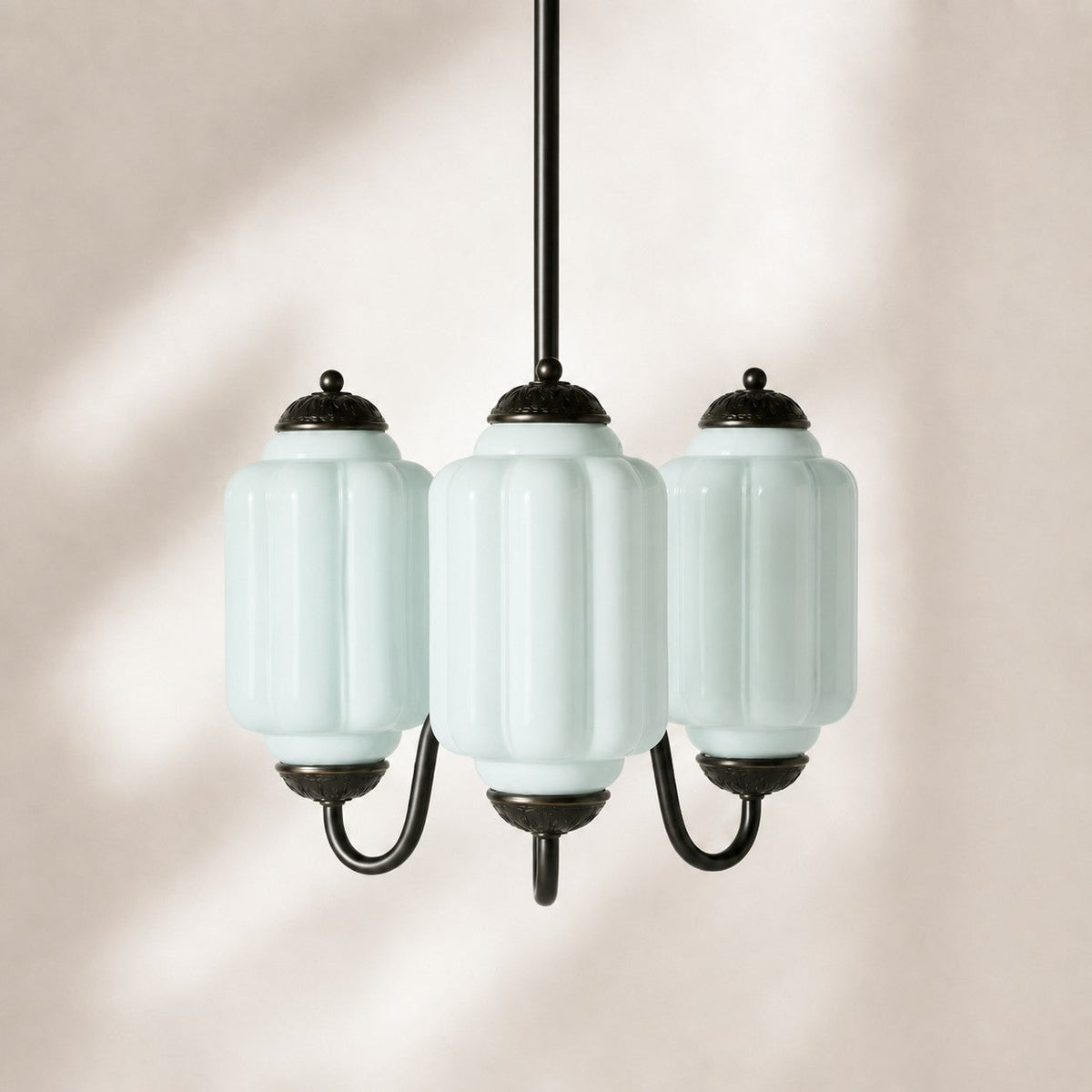 Vintage Scalloped Milk Glass Pendant - Modern Accent Light for Kitchen and Bedroom